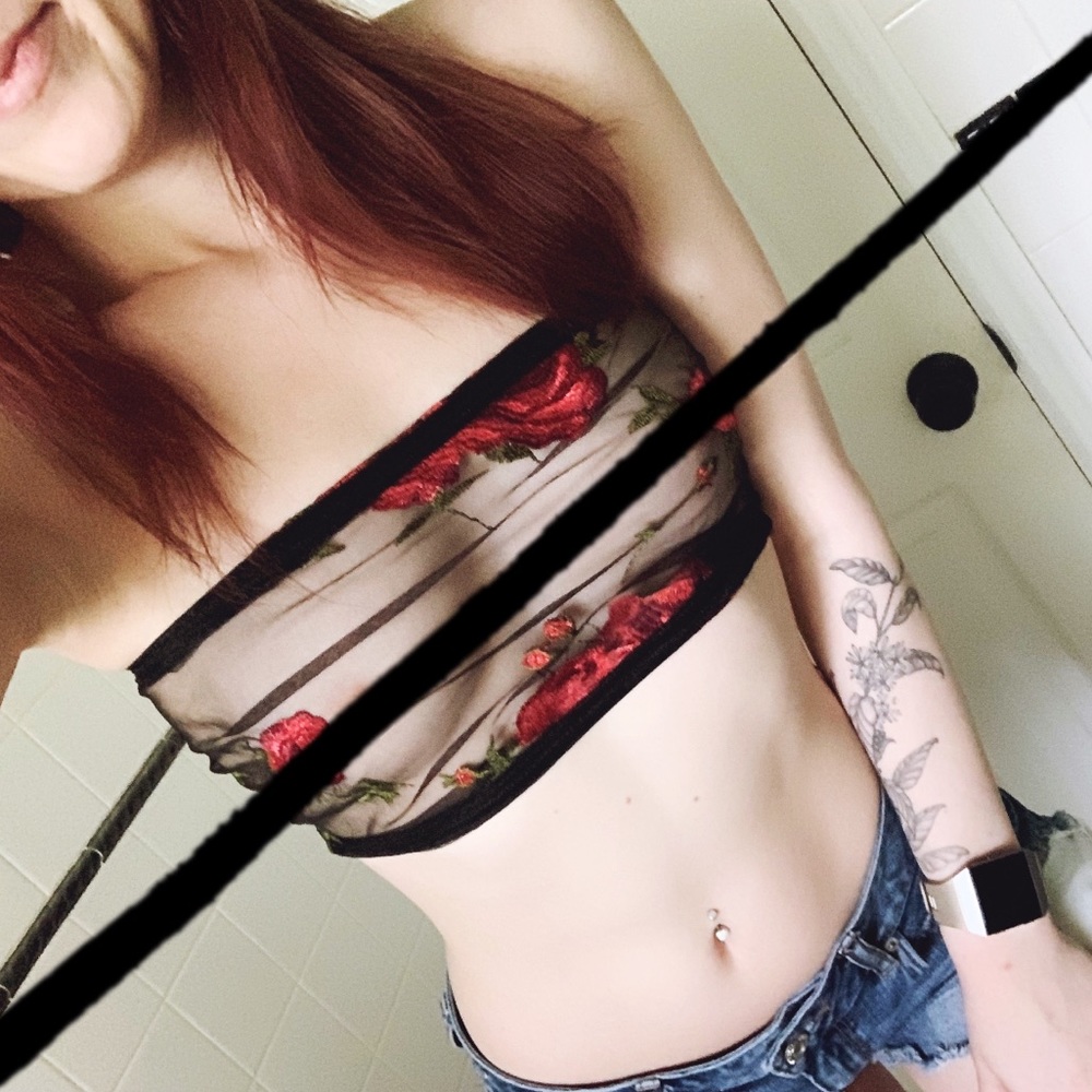 Mesh Rose Bandeau Top